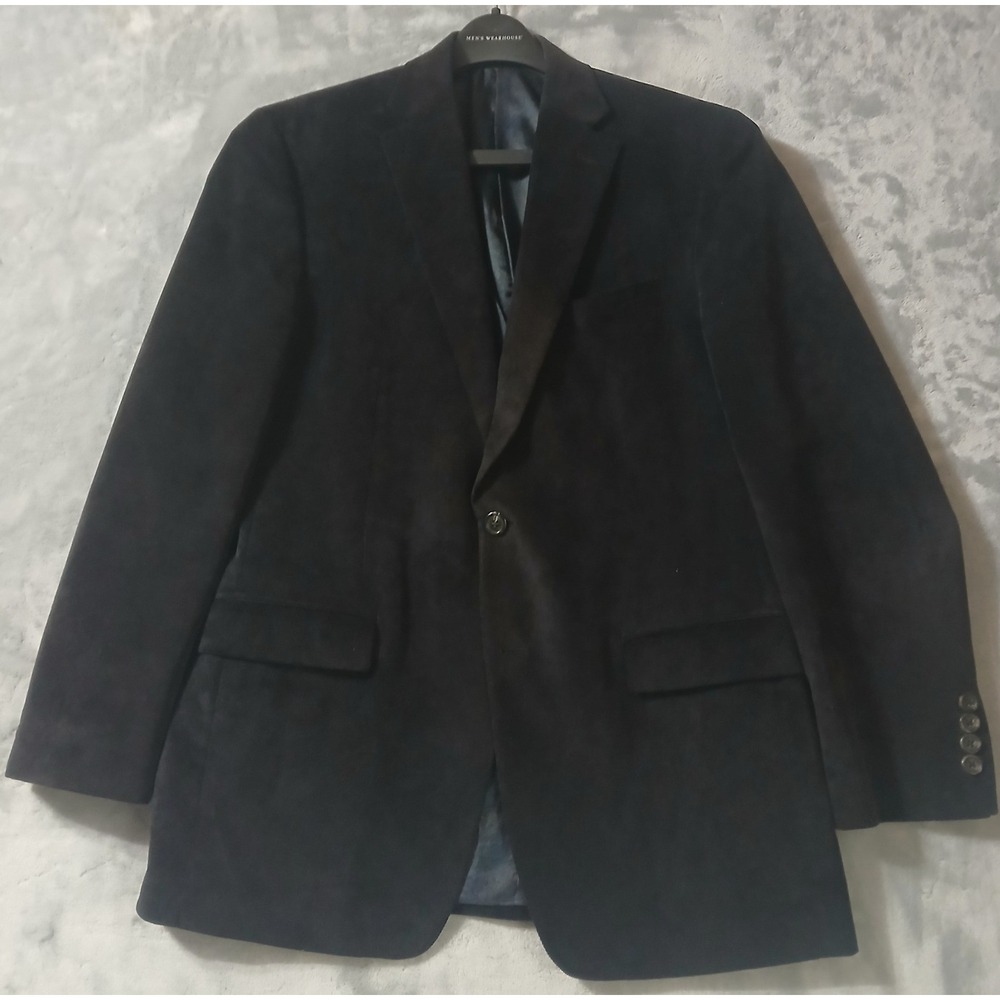 Chaps Mens Black Corduroy Two Button Blazer Sport Coat Jacket Paisley Lining 40R